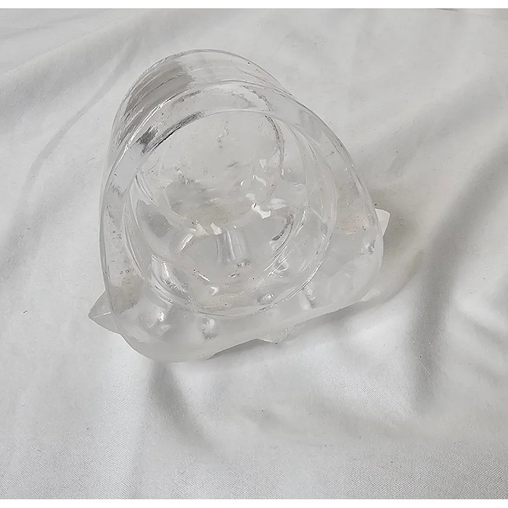 Glass Christmas Tree Votive Candle Holder 5.5in Clear Frosted Star Top